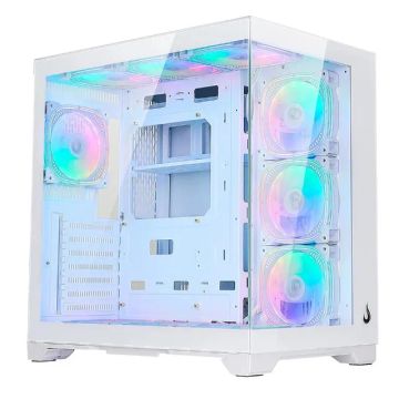 Gabinete Rise Mode Galaxy Glass Standard V2, Com 10 Fans Inclusas, Branco, Novo, Lacrado