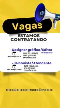 VAGA PARA VIDEOMAKER / EDITOR DE VÍDEO 
