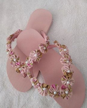 Chinelo Feminino Rosa com Flores