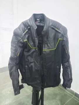 Jaqueta Texx Falcon V2 3G Preta/Verde em Couro