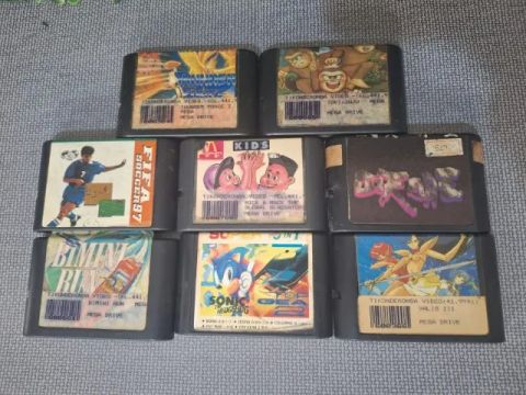 Lote Com 6 Cartuchos Mega Drive Paralelos Funcionando