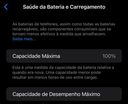iPhone com bateria 100% de saúde