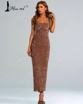Vestido mídi lantejoula Dourado