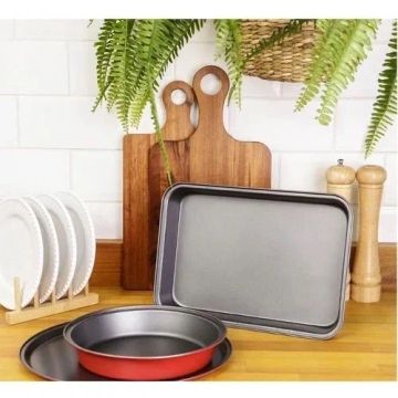 Conjunto de Assadeiras 3 pcs Aço carbono Cor Vermelha