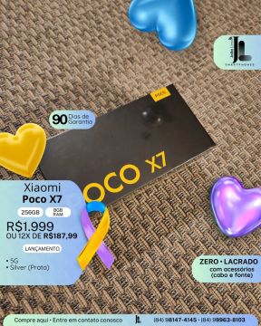 POCO X7, 5G, 256GB, 8GB RAM, LACRADO, LANÇAMENTO!