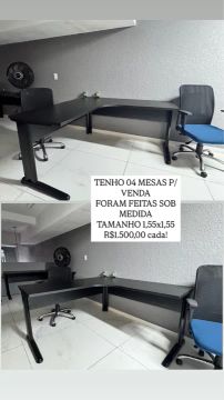 Escrivaninhas de Canto - Preta - Nova - 1,55x1,55 - R$1.500,00