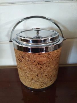 Balde de gelo vintage em cortiça e inox 