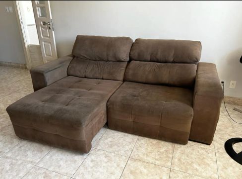 Sofá Retrátil de Canto Marrom