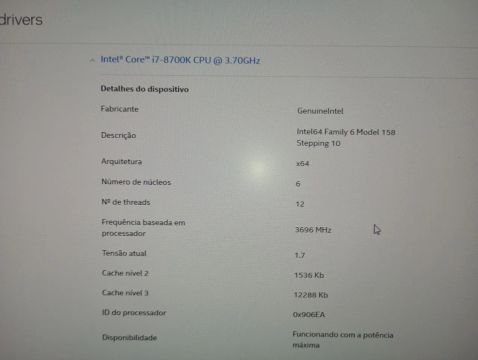 Processador Intel Core i7-8700K 3.7GHz