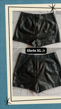 Short de Couro Sintético Preto Shein - Tamanho XL