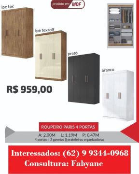 Guarda Roupa Paris 4 portas