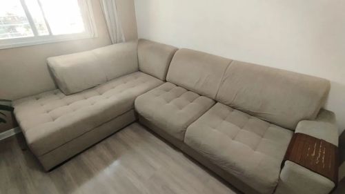 Sofá de Canto em Suede Bege