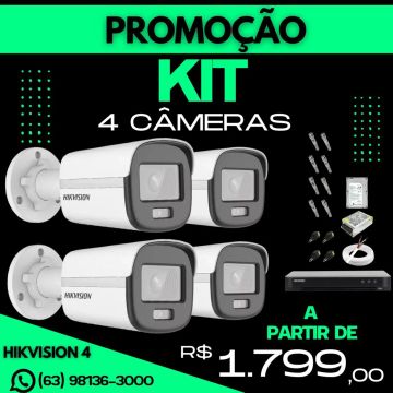 Kit 4 Câmeras de Segurança Hikvision - Promoção!