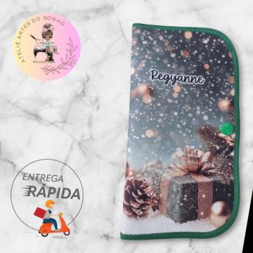Estojo porta higiene bucal escolar personalizado com tema natalino