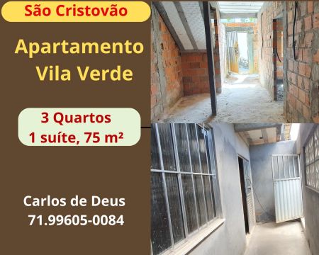 Imperdível: 3 Quartos, 01 suíte, 75 m²,   varanda, térreo,   Vila Verde, São Cristovão