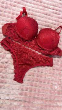 Conjunto de lingerie renda vermelha