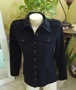 Casaco camurça preto feminino P. Detalhes na descrição