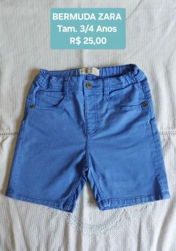 Bermuda Zara Bebê 3/4 Anos Azul