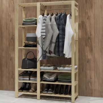 Guarda roupa Armário de madeira com cabideiro e prateleiras