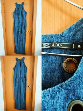 Macacão jeans da shoulder