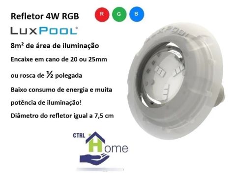Refletor LED piscina RGB 4W para Piscina LuxPool - 8m² de área