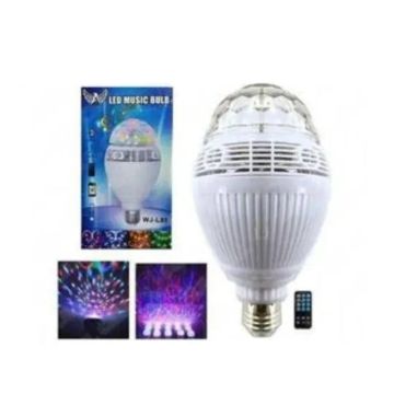 Lâmpada Giratória Led Music Bulb Rgb Luz E Som Bluetooth E27 Globo Com Adaptador de Tomada