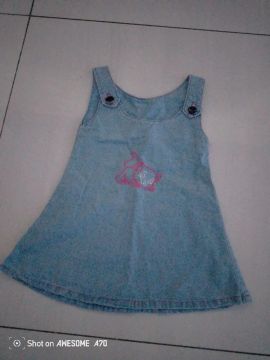 Vestido Jeans Bebê Menina