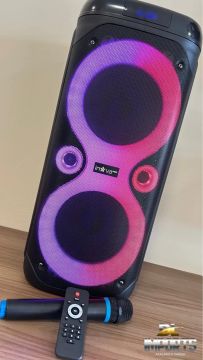 Caixa de Som Bluetooth com Microfone e Controle Remoto