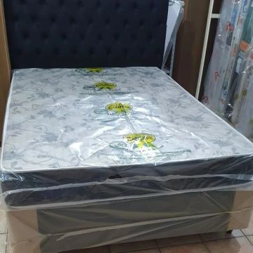 CAMA CASAL BASE E COLCHÃO 18CM ALTURA BORDADO SELADO 