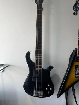 Baixo Elétrico 5 Cordas Preto Fox Luthier Ademir Alembic