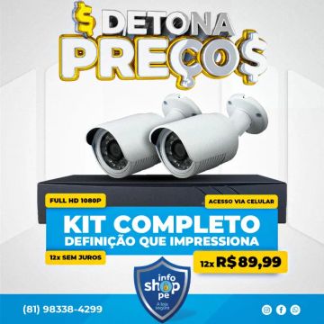 Kit 2 Câmeras Full HD + Brinde Exclusivo Microfone Espião! Aproveite o Parcelamento em 12x