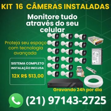 PROMOÇÃO DE CARNAVAL - KIT 16 CÂMERAS COMPLETO INSTALADO!!