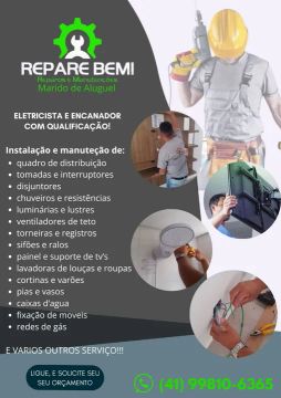 Marido de aluguel com Qualificação! Reparos e manutenções 