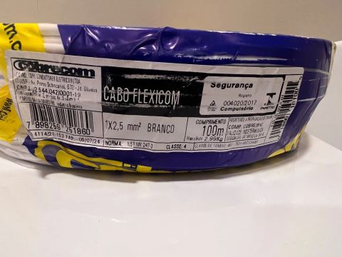 Cabo Flexível 1x2,5mm² Branco 100m - Novo