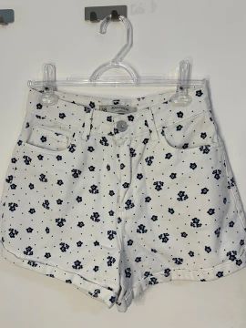 Short Jeans Branco Floral - 38
