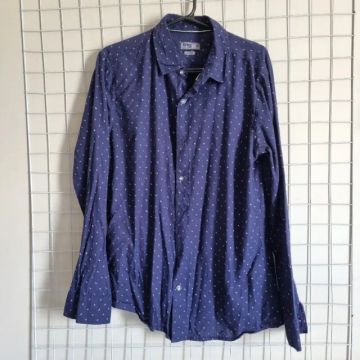 Camisa Masculina TNG Slim Fit Azul Marinho Estampada Original