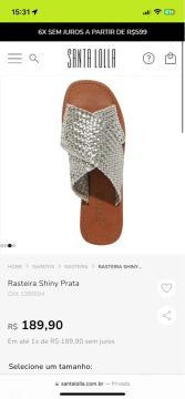 Rasteirinha Prata - Santa Lolla Prata