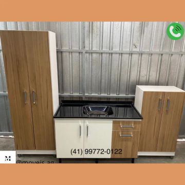 Pia 1.20 com Armários de Cozinha 