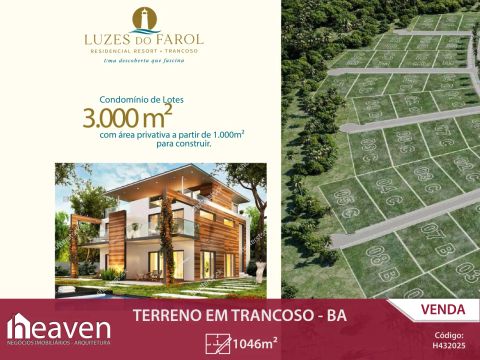 Terreno em condomínio Fechado com 1046m² em Trancoso - Porto Seguro - BA