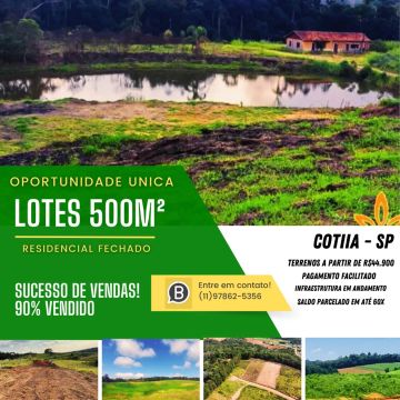 . Lotes de 500m² em Cotia  Condomínio Fechado para Lazer e Moradia