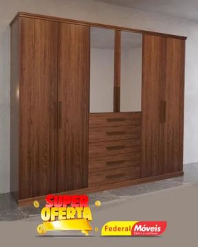 Guarda Roupa 100% MDF 6 Portas 5 Gavetas c/ Espelho Direto da Fabrica Fazemos Entrega