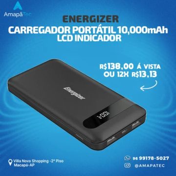 Power Bank Portátil Energizer High-Tech, Preto - Ue10036