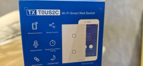 Interruptor de Parede Inteligente Wi-Fi Sonoff TOUS2C