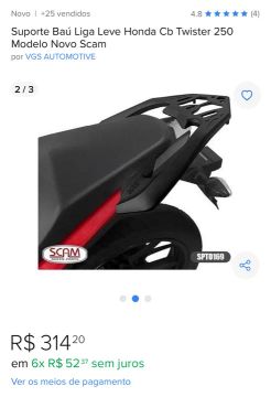 Suporte Baú Liga Leve Honda Cb Twister 250 - Novo