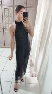 Vestido preto lantejoulas festa Zara