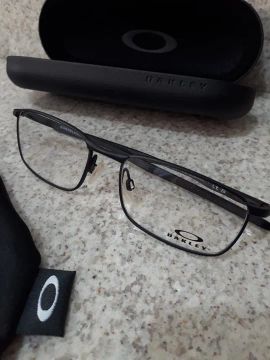 Armação de óculos de grau Oakley, modelo Barrelhouse, retangular, cor preta, nova