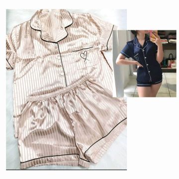 Conjunto de Pijama de Seda - Bege