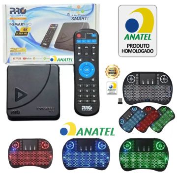 Tv box Smart PRO 4k 3ª Geração Transforme sua TV em uma SmartTV acompanha mini-teclado RGB