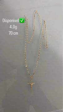 corrente com cruz - 70cm ouro 18k