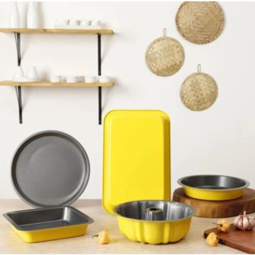 Jogo De Assadeira Antiaderente Color 5 Peças La Cuisine Cor Amarelo